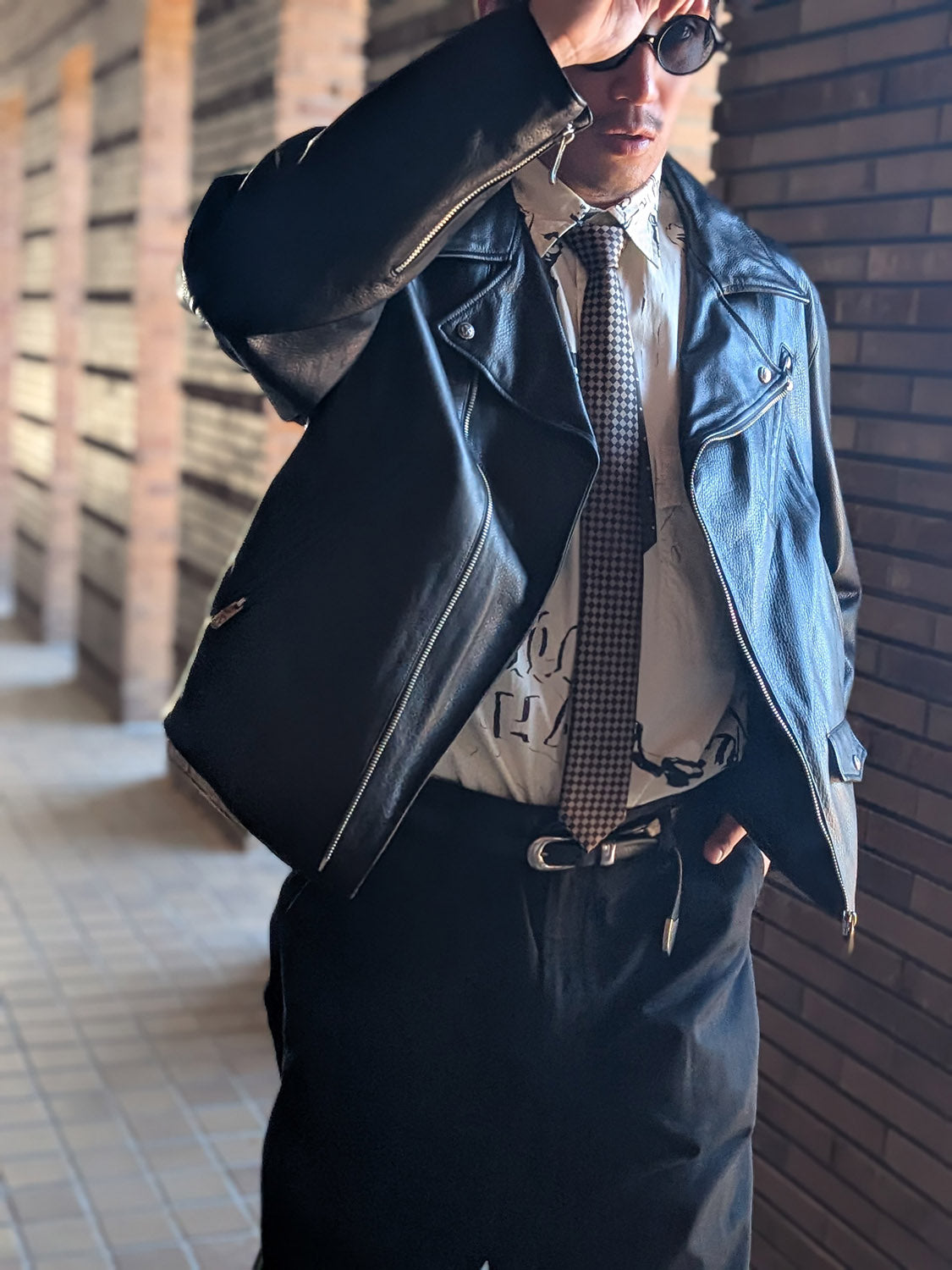 Porter Classic RIDERS JACKET W/LOVE & PEACE SILVER