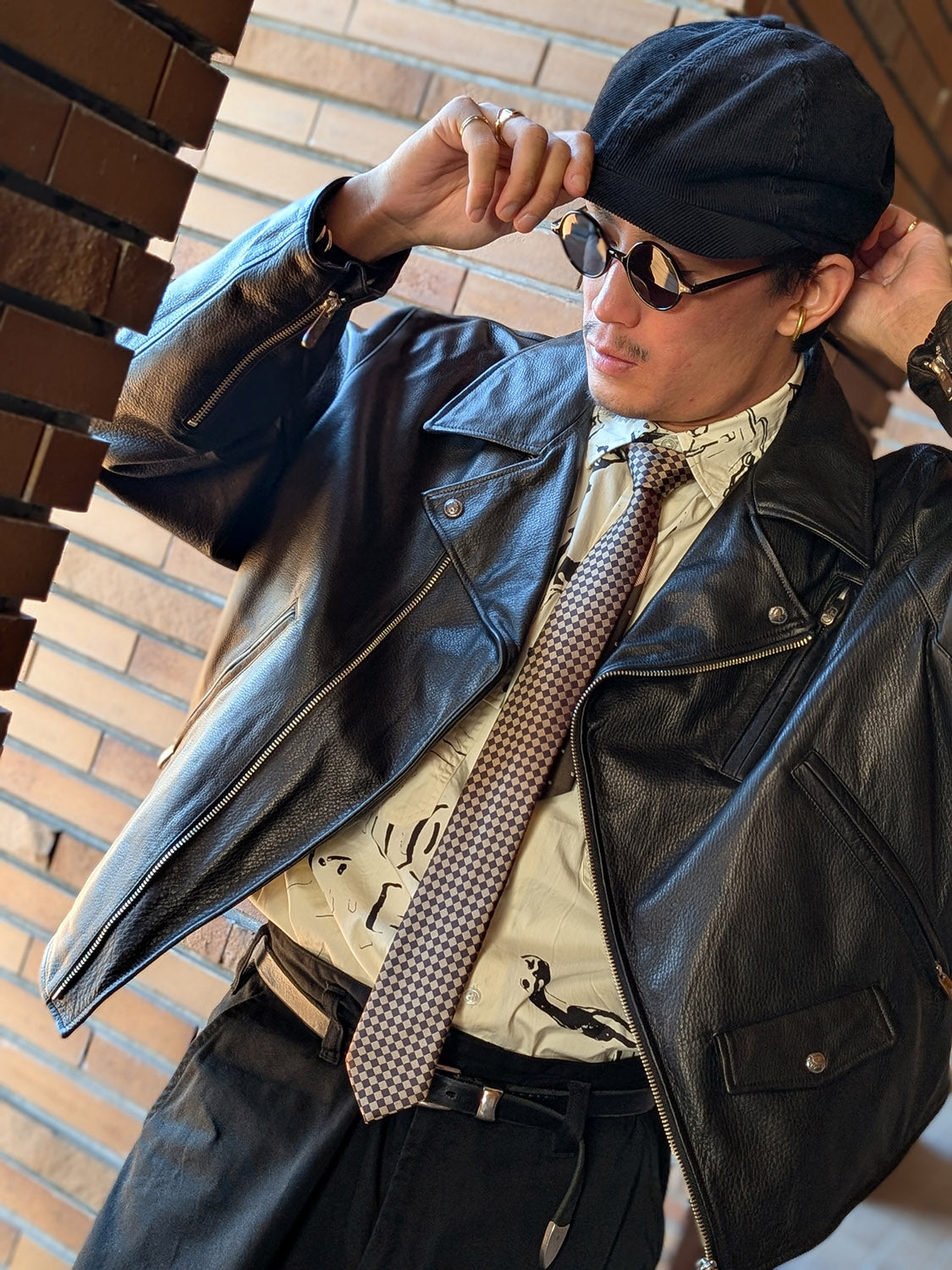 Porter Classic RIDERS JACKET W/LOVE & PEACE SILVER