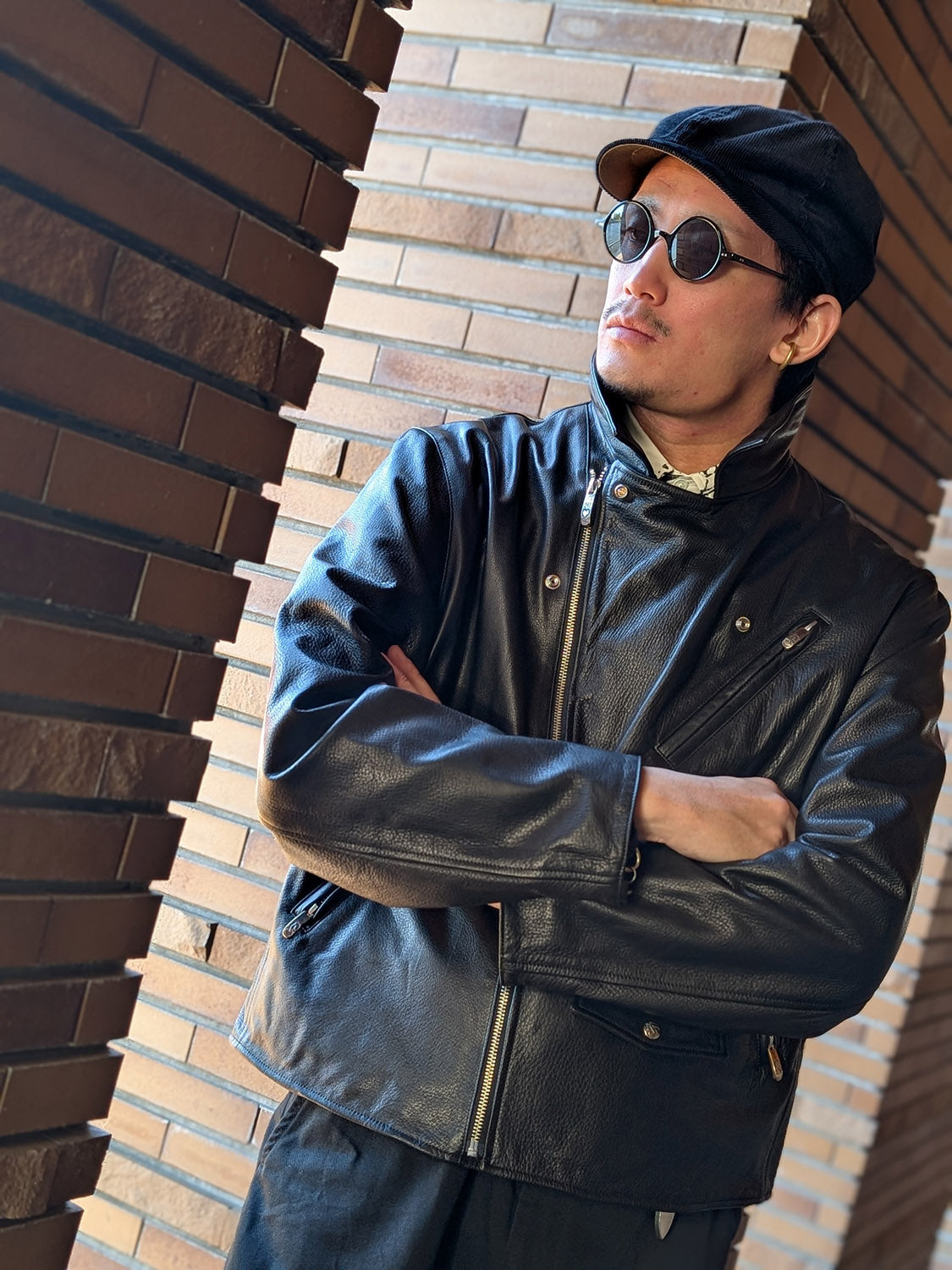 Porter Classic RIDERS JACKET W/LOVE & PEACE SILVER