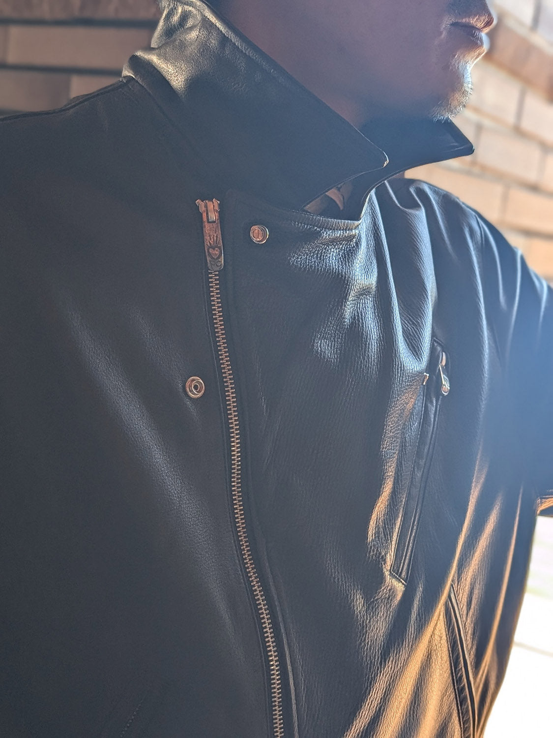 Porter Classic RIDERS JACKET W/LOVE & PEACE SILVER