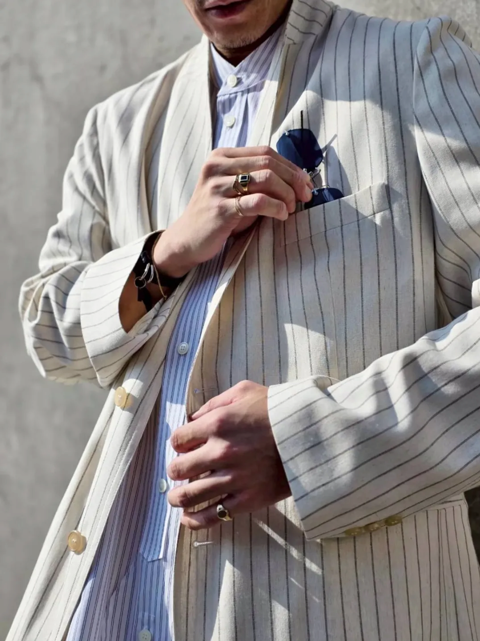 HED MAYNER PIN STRIPED VISCOSEJACKET