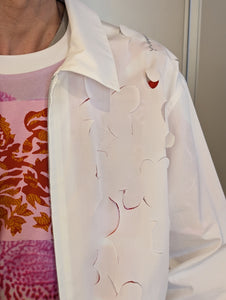 MARNI  CUMU0341S0 EMBROIDERED POPLIN CUT-OUT ZIP SHIRT