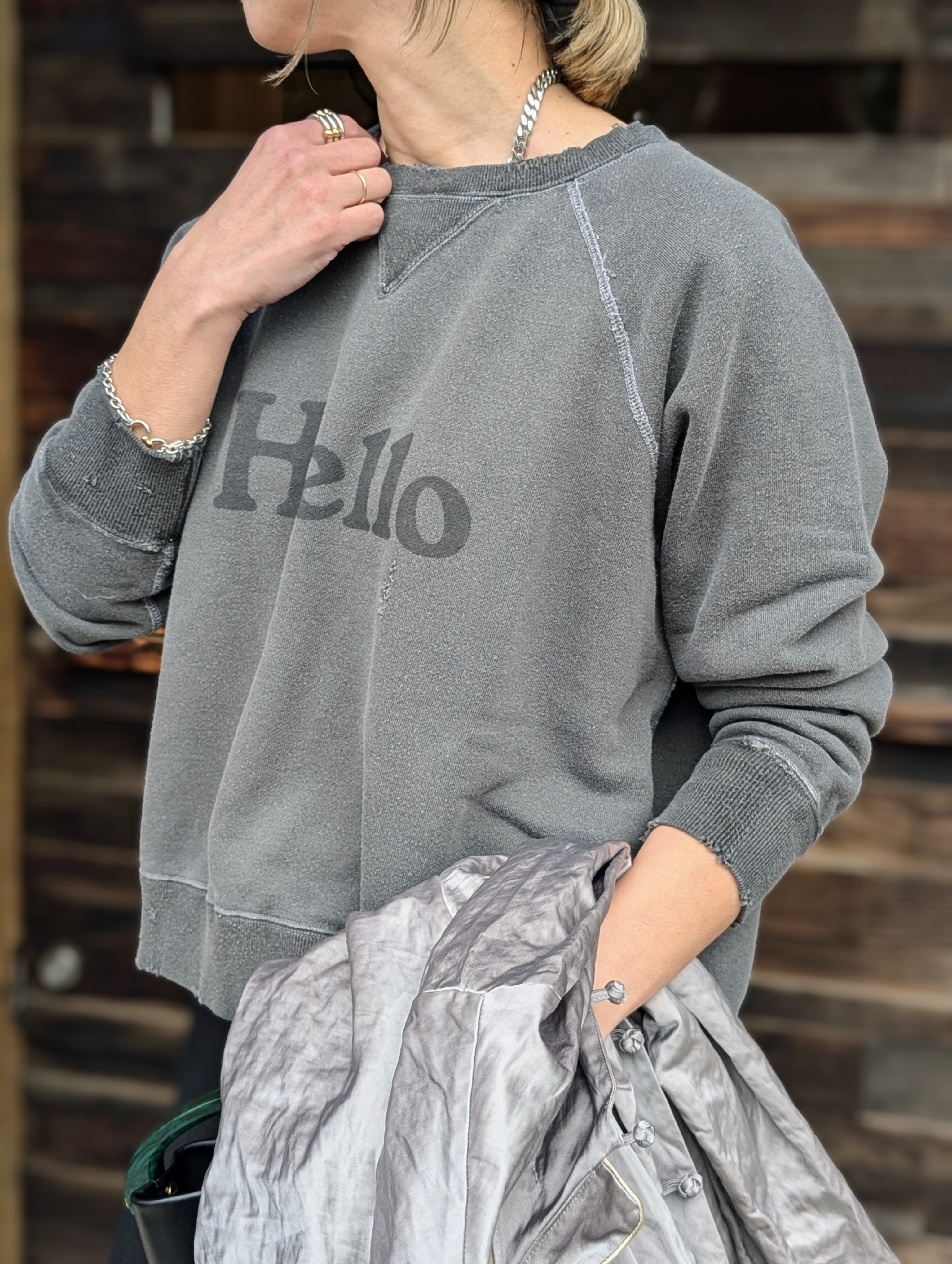 MADISONBLUE  VINTAGE HELLO SWEAT L/S URAKE DYED