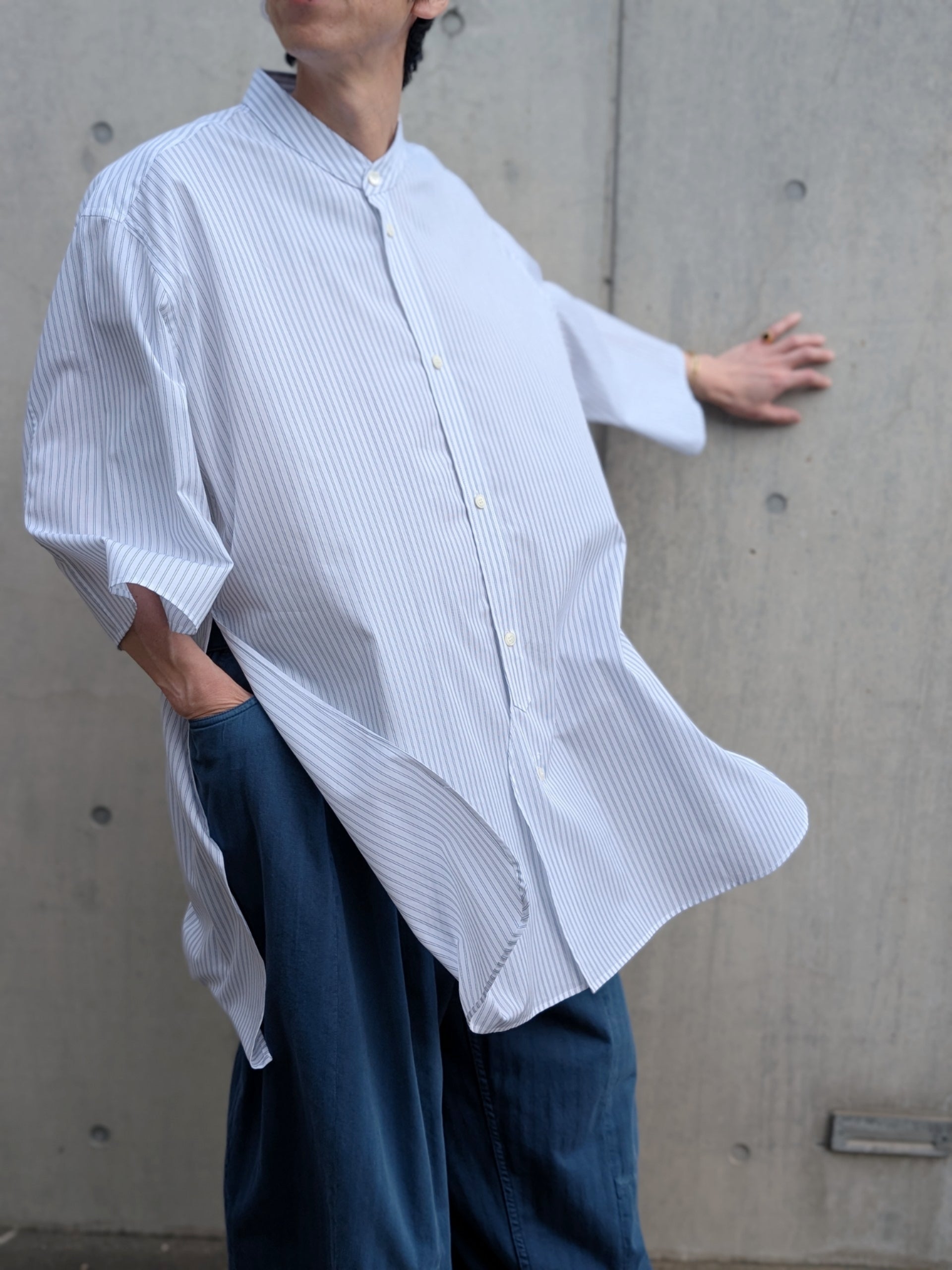 HED MAYNER PIN STRIPE COTTON SHIRT