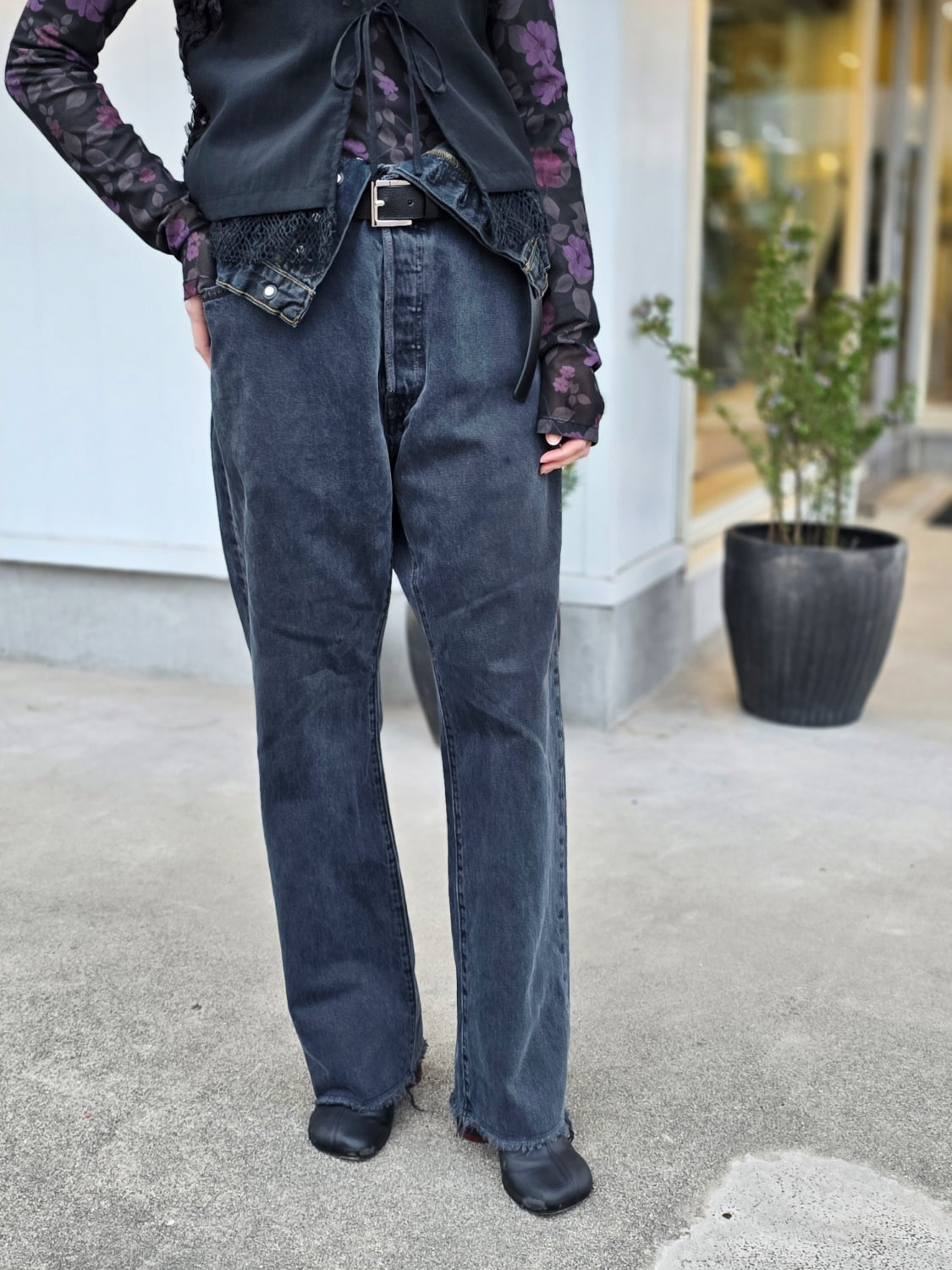 QUIITO W WAIST DENIM PT DARK GRAY