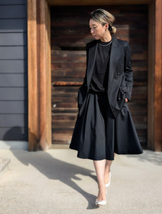 MADISONBLUE  TUCKED MI-MOLLET FLARE SKIRT W TRO