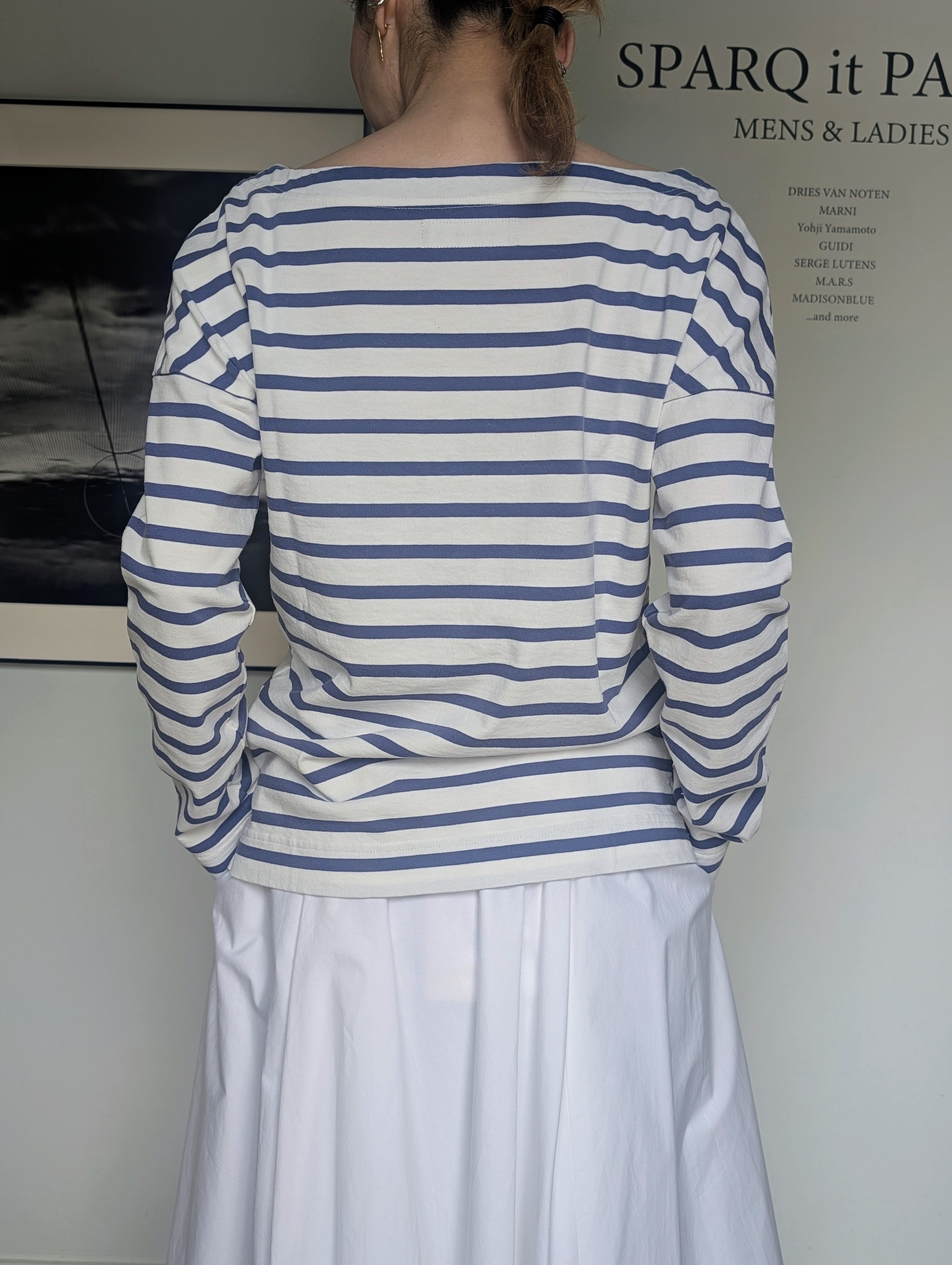 MADISONBLUE  BOATNECK BORDER L/ST