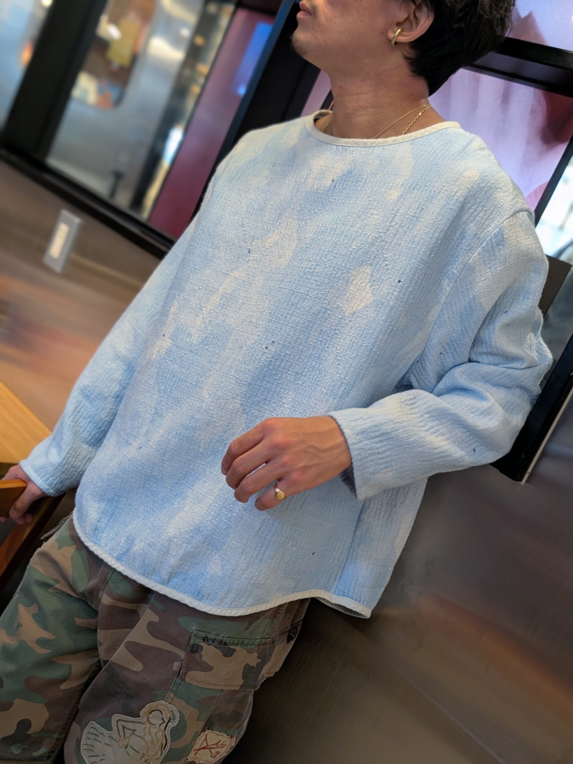 Porter Classic PAINTED SASHIKO WATERCOLOR LONG T-SHIRT
