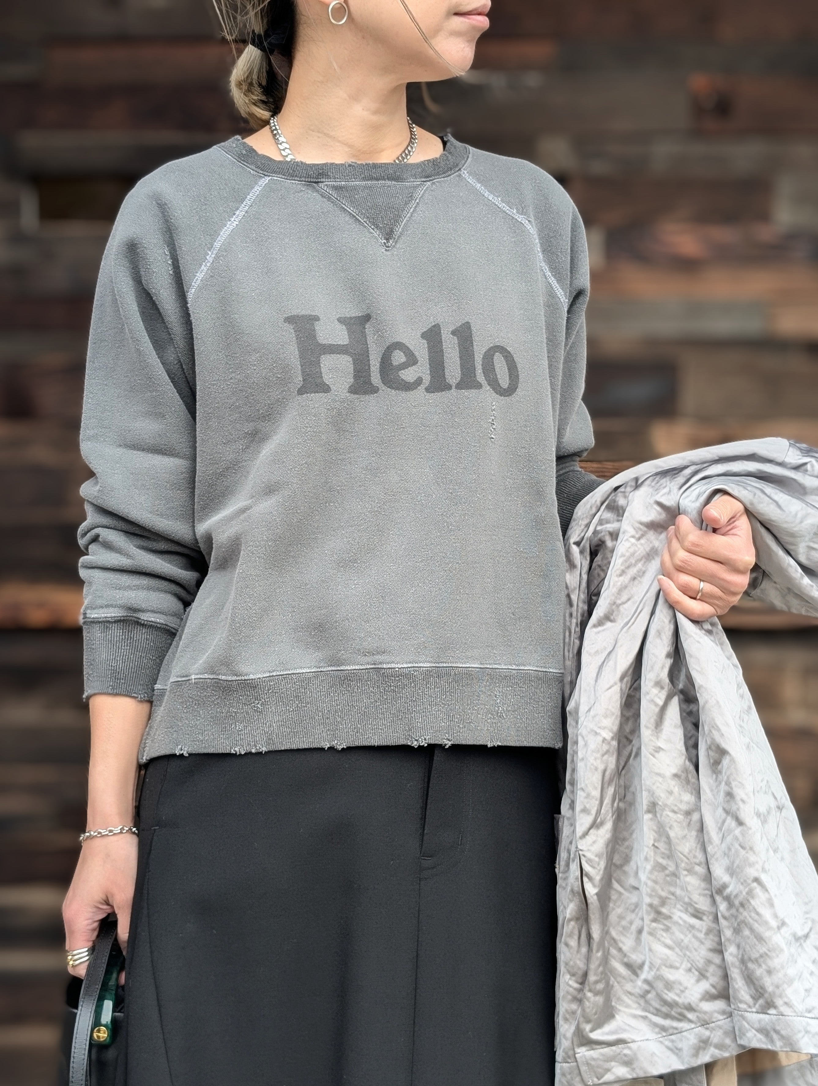 MADISONBLUE  VINTAGE HELLO SWEAT L/S URAKE DYED