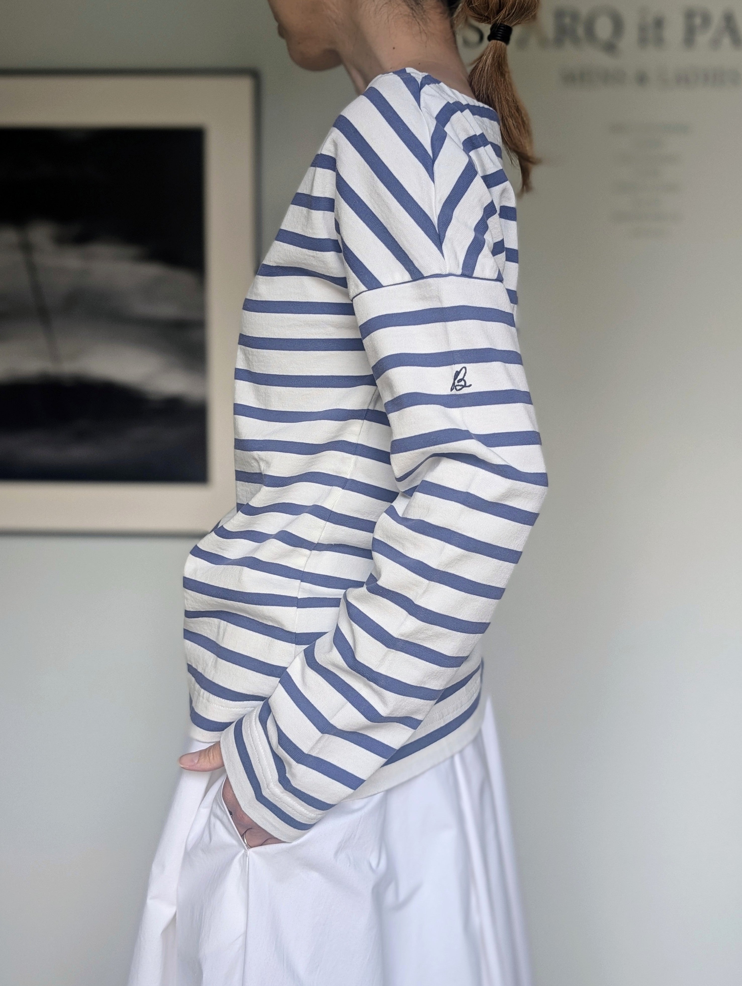 MADISONBLUE  BOATNECK BORDER L/ST