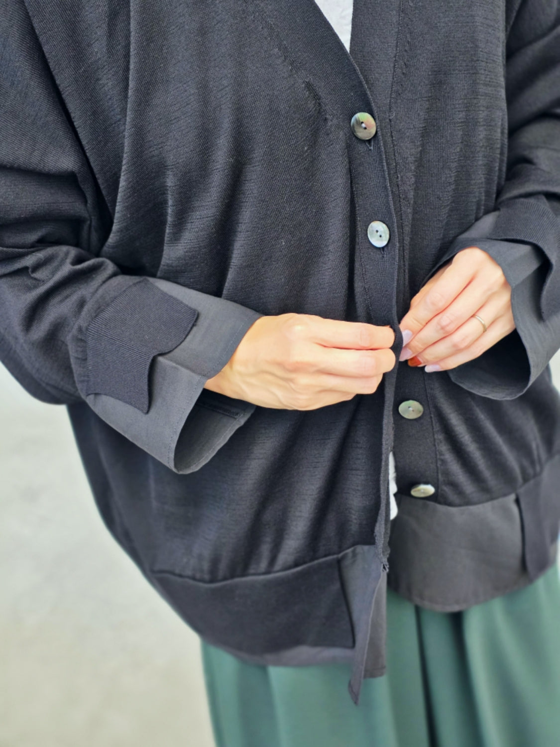 ENFOLD FABRIC DOCKING CARDIGAN