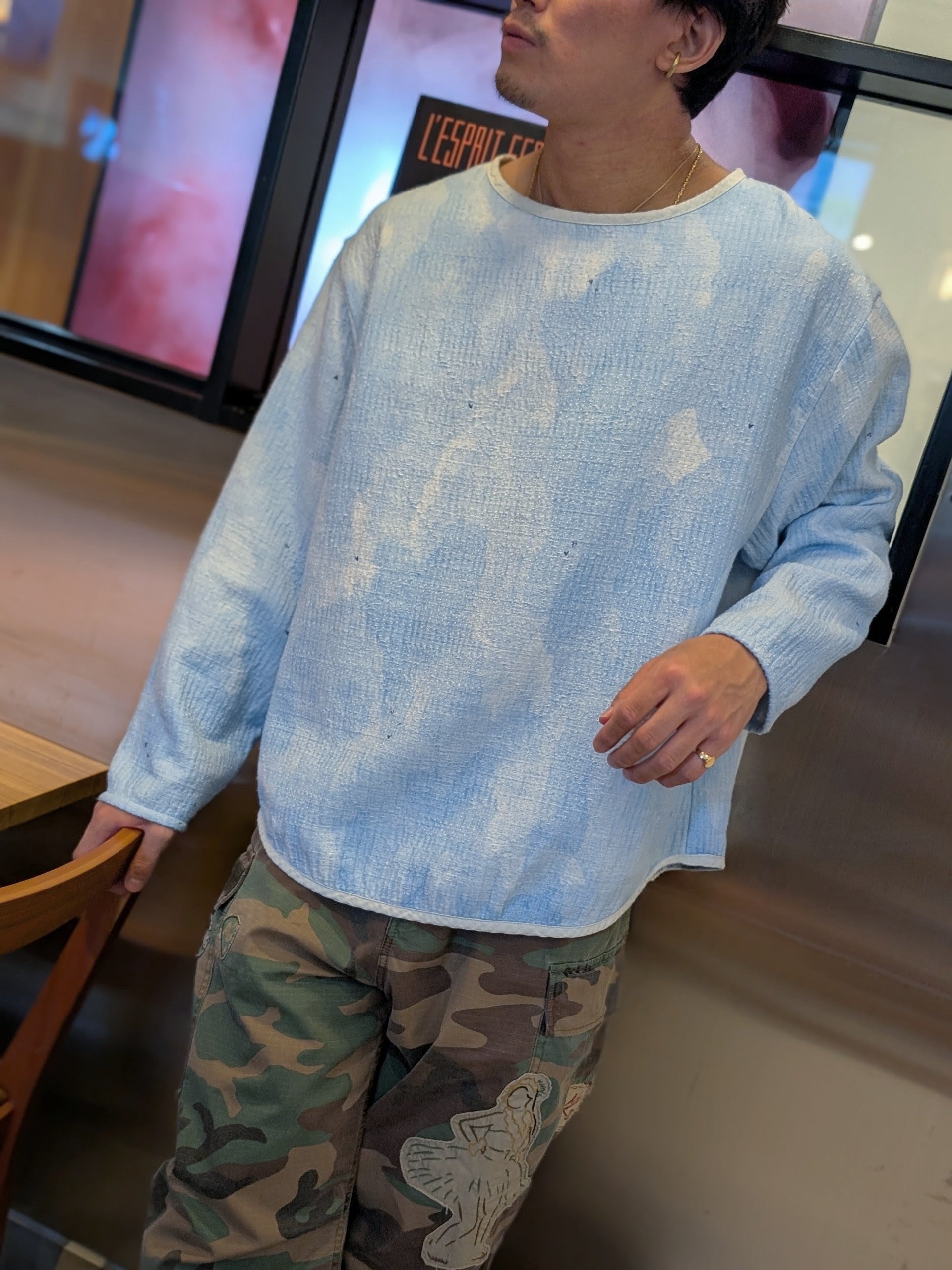 Porter Classic PAINTED SASHIKO WATERCOLOR LONG T-SHIRT