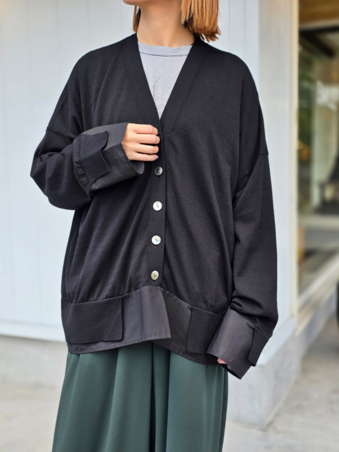 ENFOLD FABRIC DOCKING CARDIGAN
