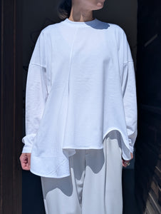 ENFOLD  ASYMMETRY DRAPE LONG-SLEEVES T-SHIRT