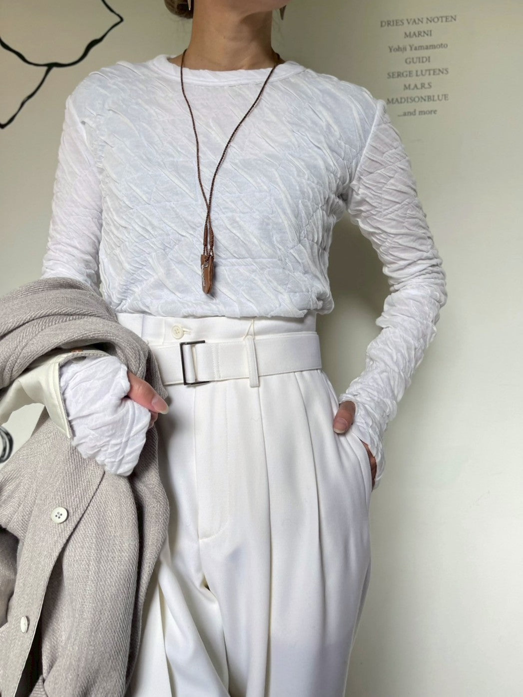 SEEALL  SAW51 TS906 (MM-005) JACQUARD U-NECK TEEレディ
