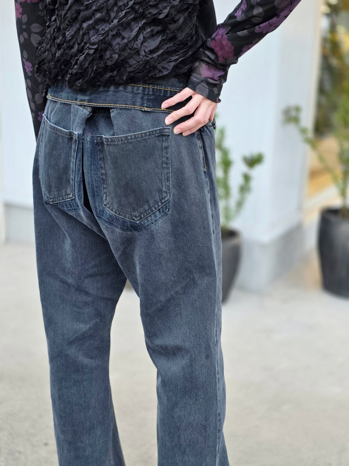 QUIITO W WAIST DENIM PT DARK GRAY