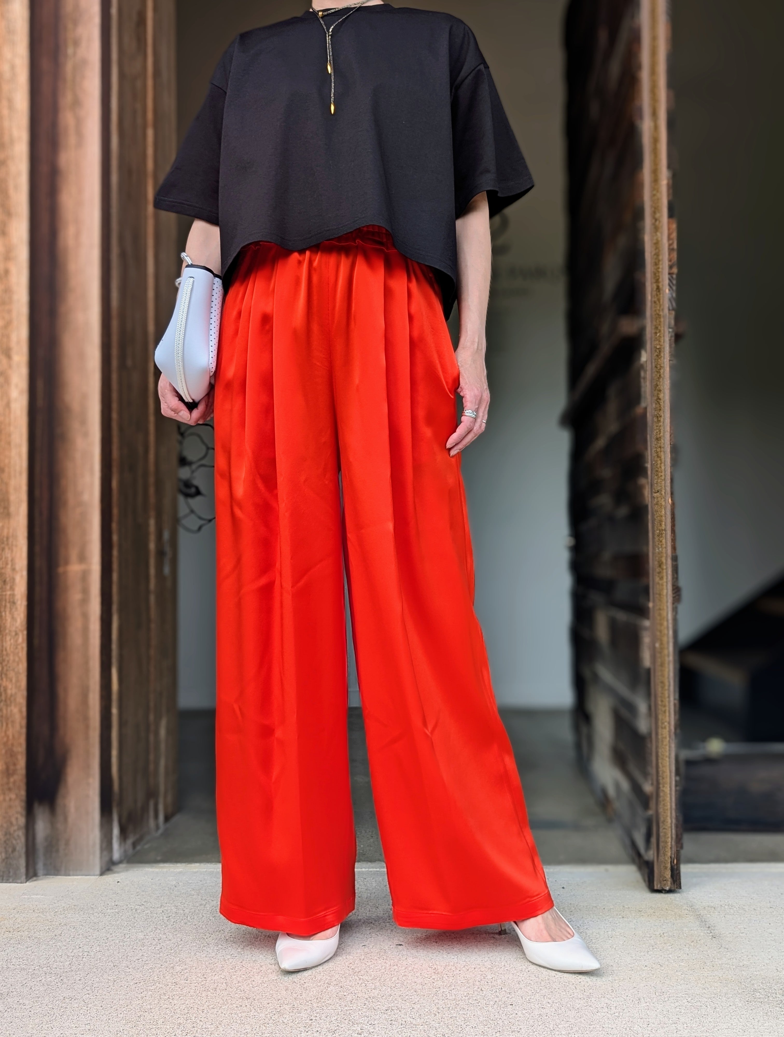 ENFOLD  GATHER WIDE-TROUSERS