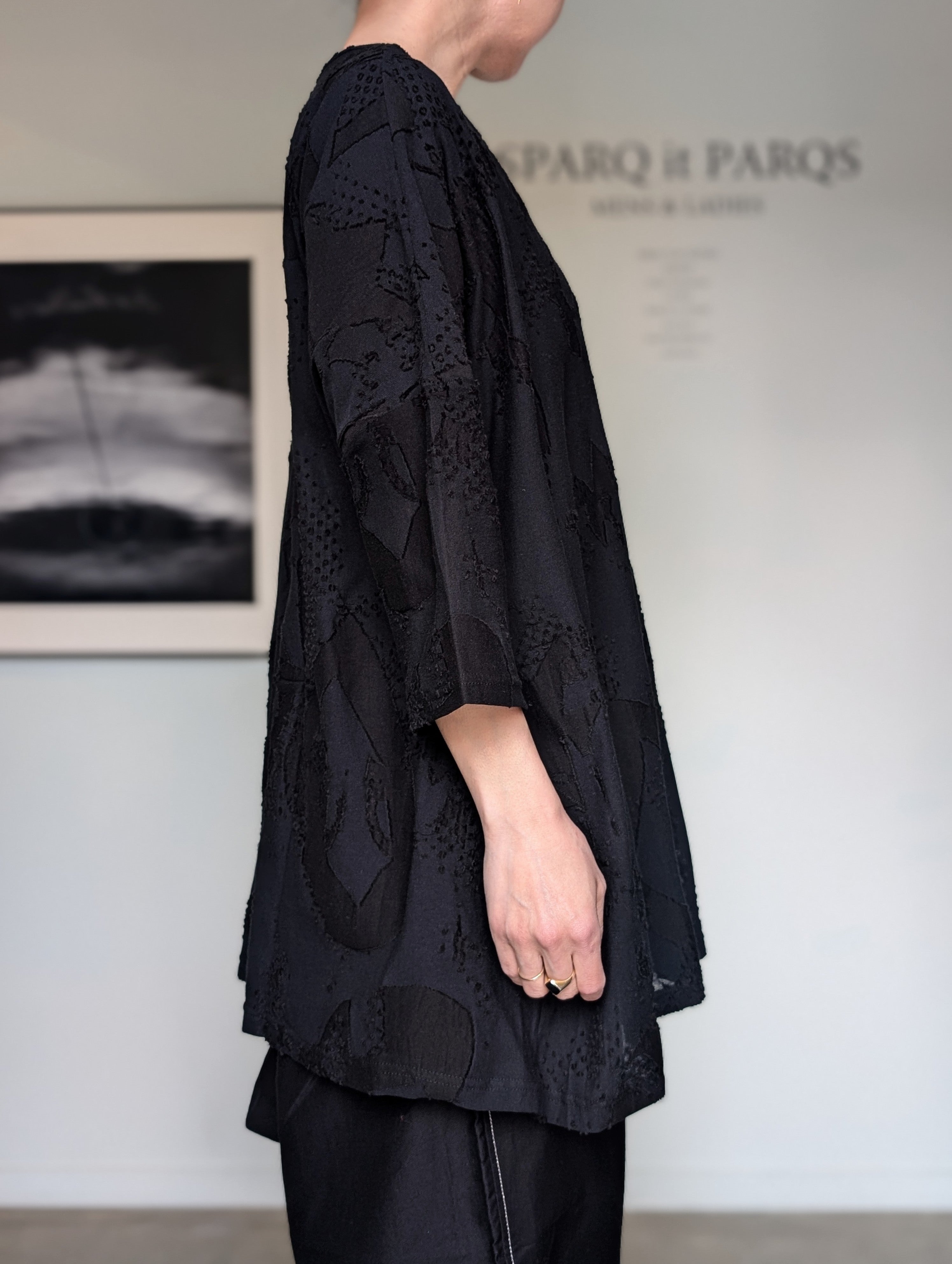 Y's　CRUSH JACQUARD ROUND NECK BIG TEE