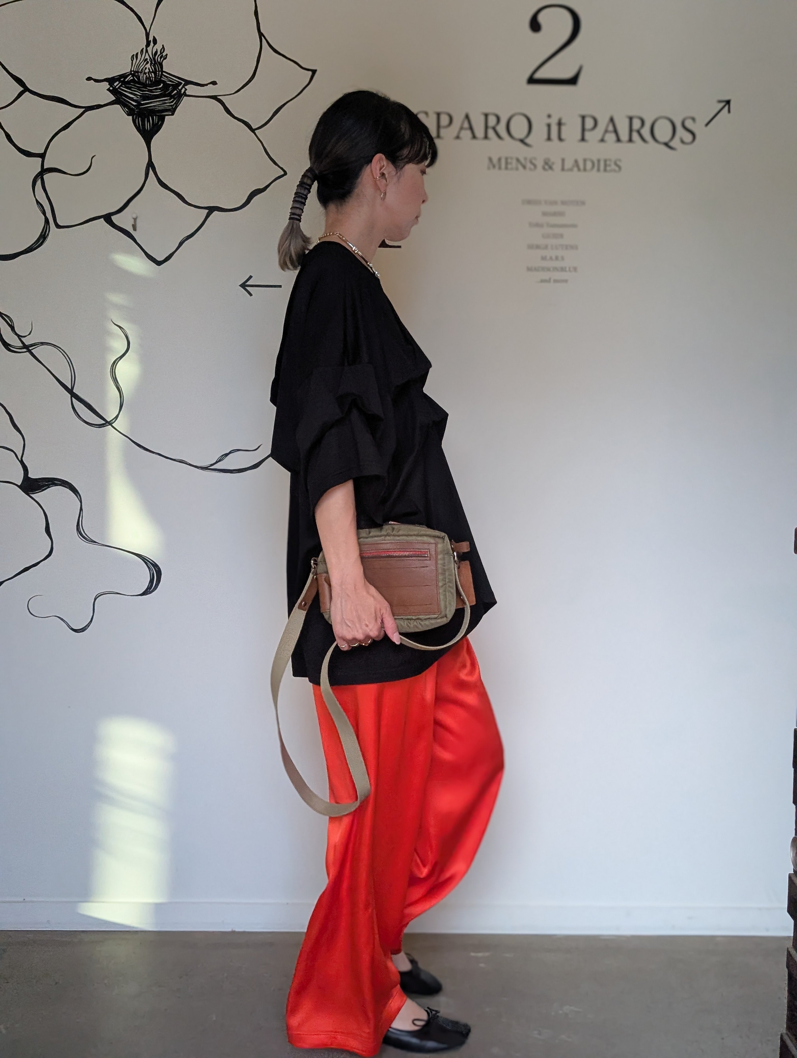 ENFOLD  GATHER WIDE-TROUSERS