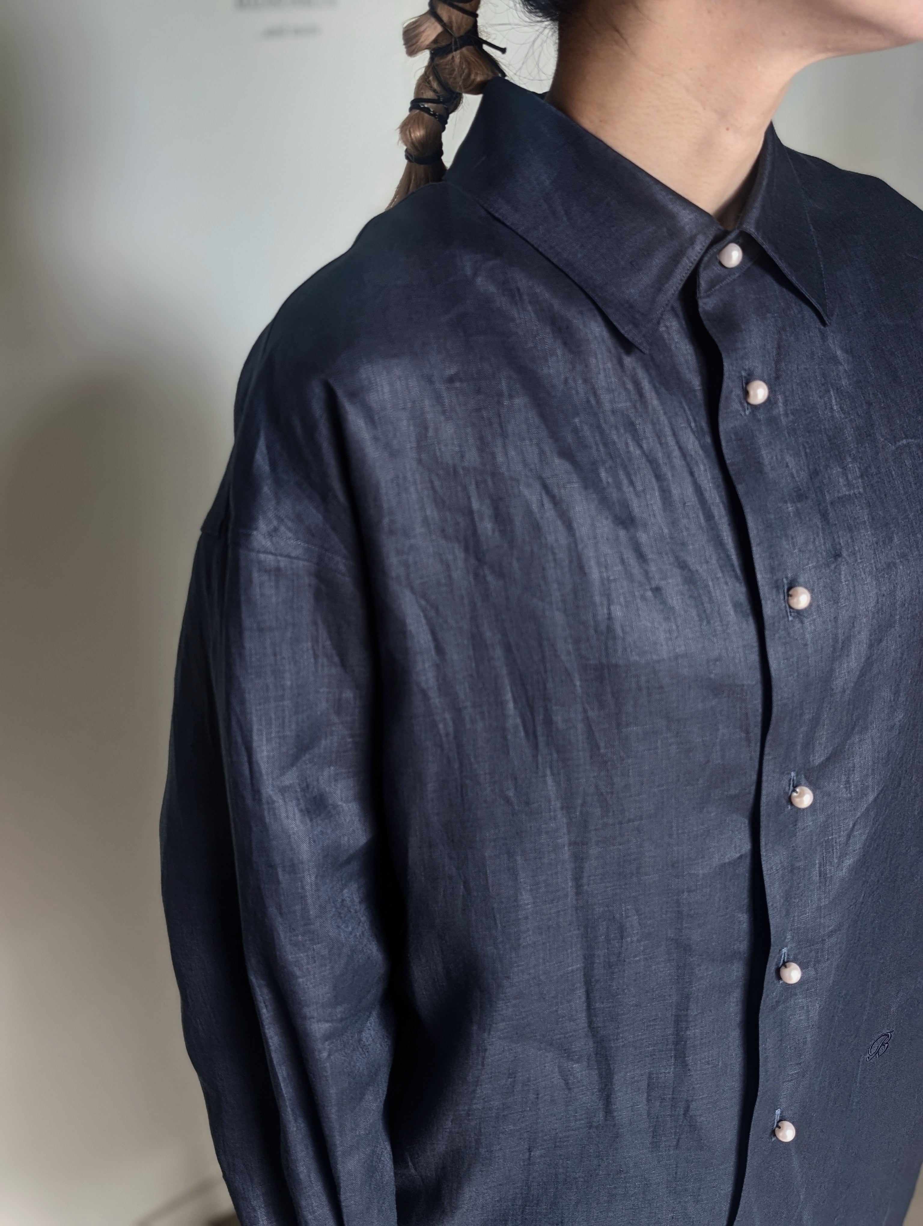 MADISONBLUE  OVERSIZE SPLIT TUCK LINEN OP