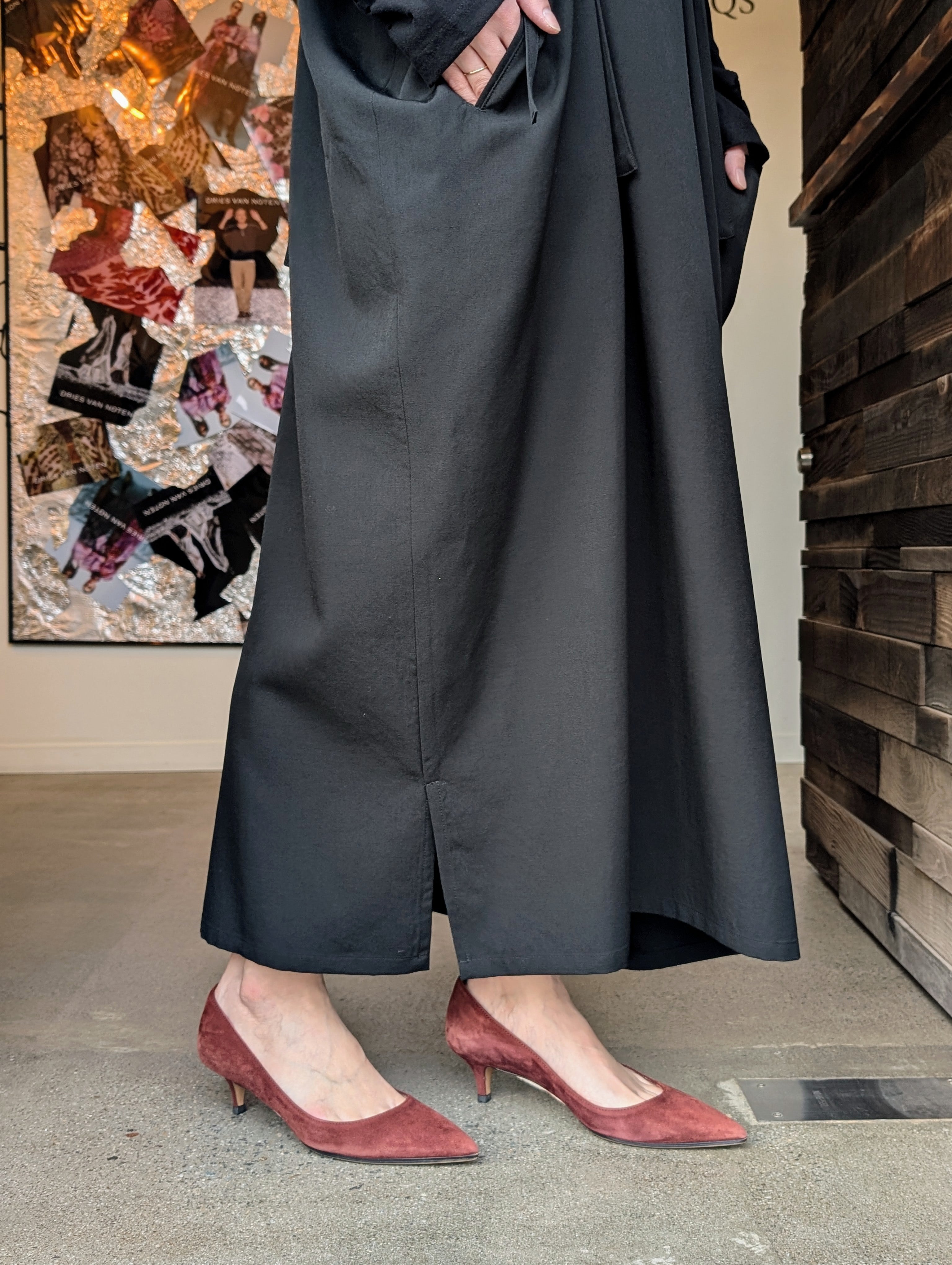 Y's  WOOL GABARDINE SHOULDER STRAP DRESS
