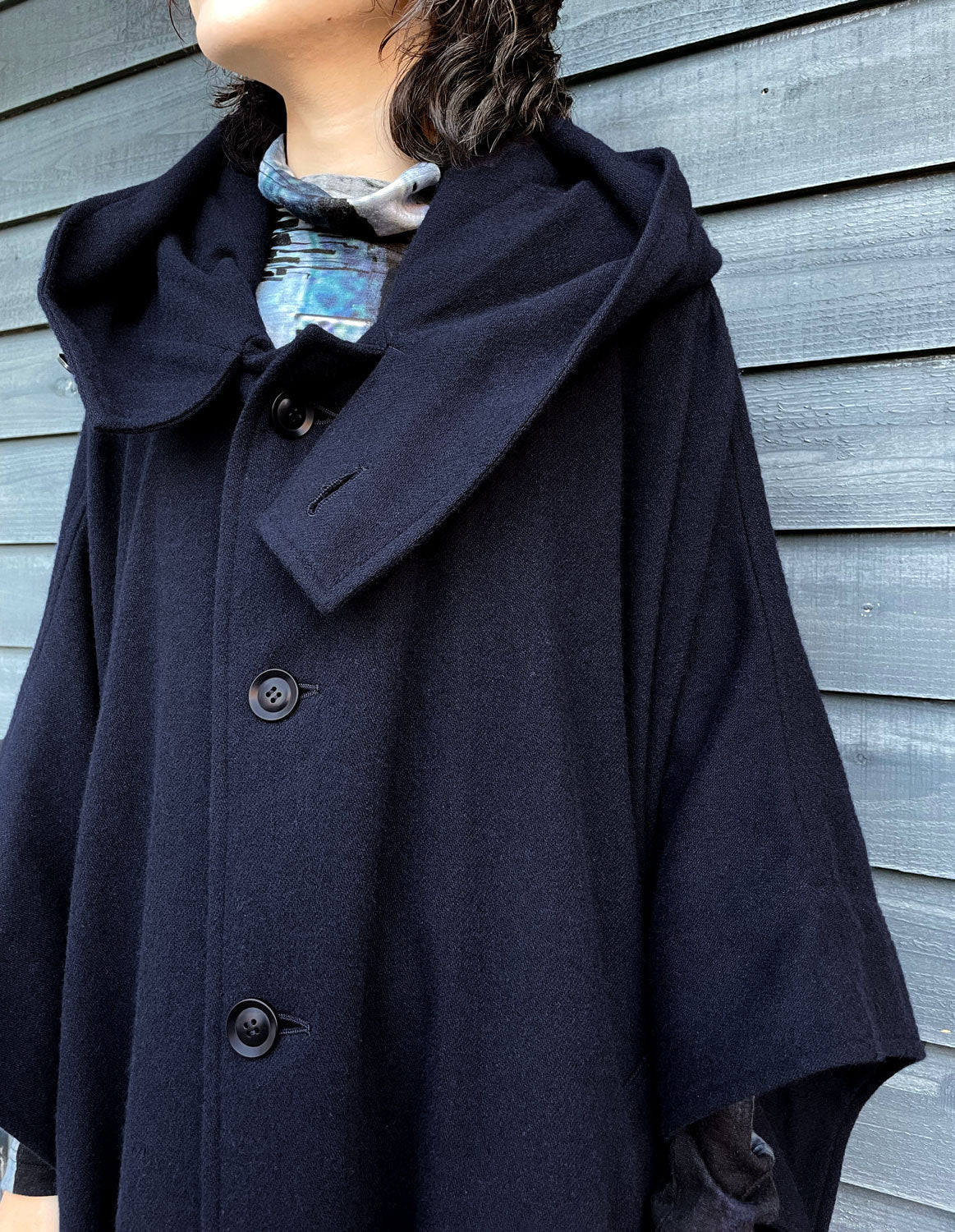 Y's　WOOL BLEND FLANNEL CAPE